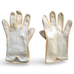 Elegant Light Blue Leather Gloves